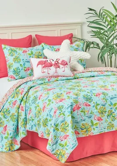 Flamingo Garden Quilt Set