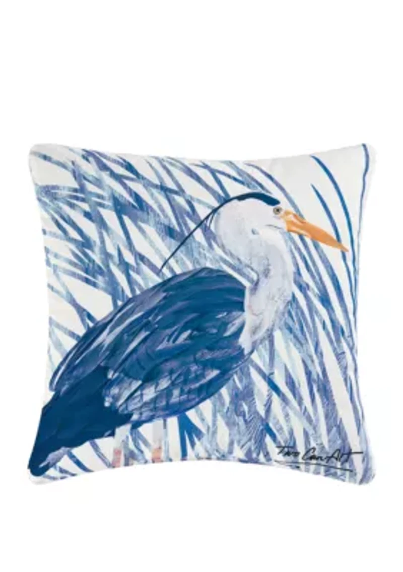 Coastal Heron Bird Pillow