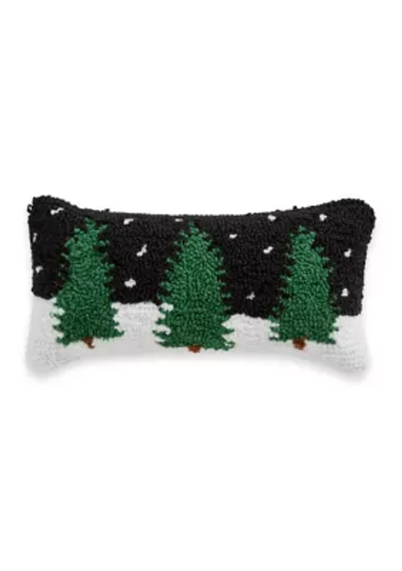 Snowy Trees Mini Hooked Pillow