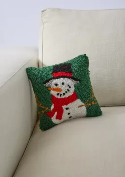 Snowman Hooked Mini Pillow