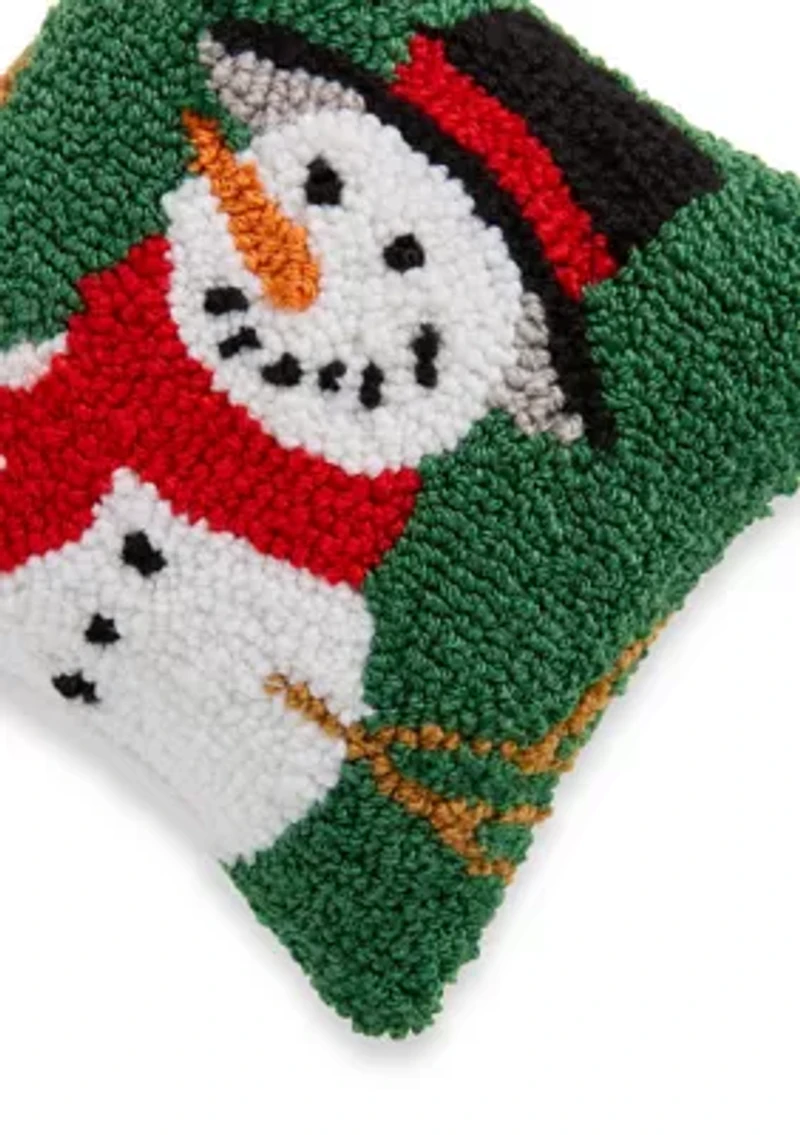 Snowman Hooked Mini Pillow
