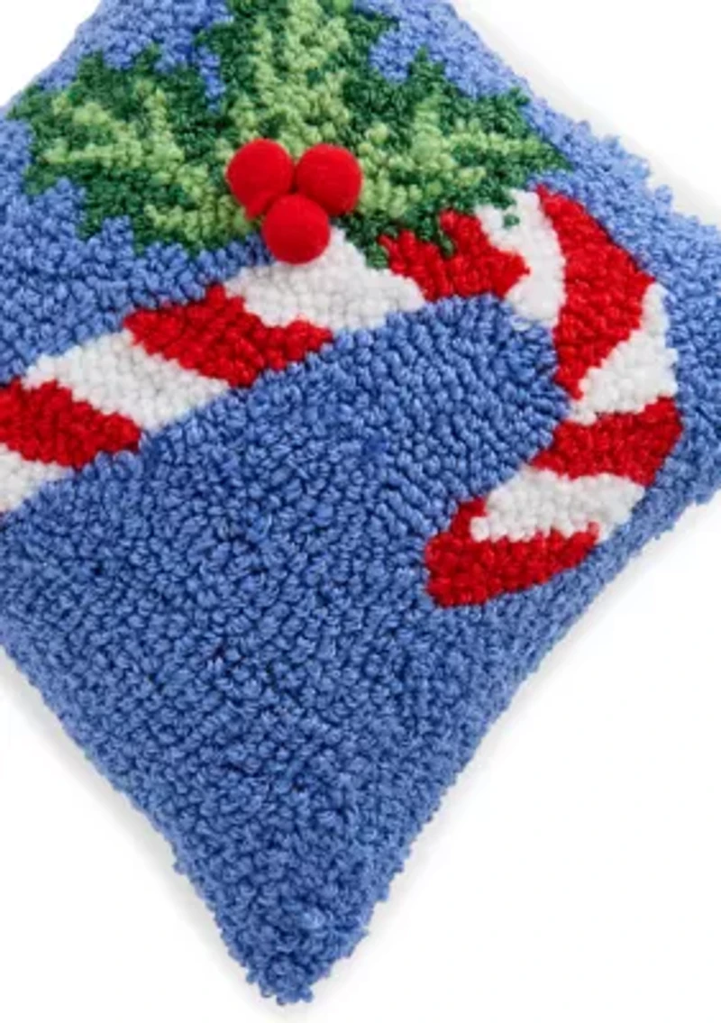 Candy Cane Mini Hooked Pillow