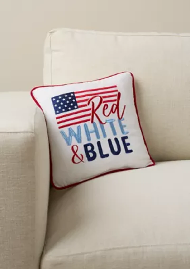 Red White and Blue Flag Pillow 10" x 10"