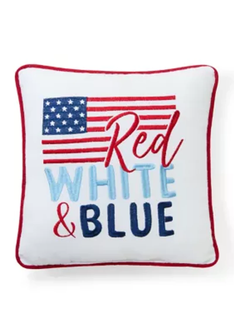 Red White and Blue Flag Pillow 10" x 10"