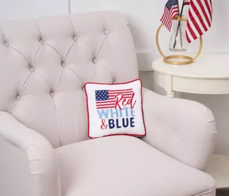 Red White and Blue Flag Pillow 10" x 10"