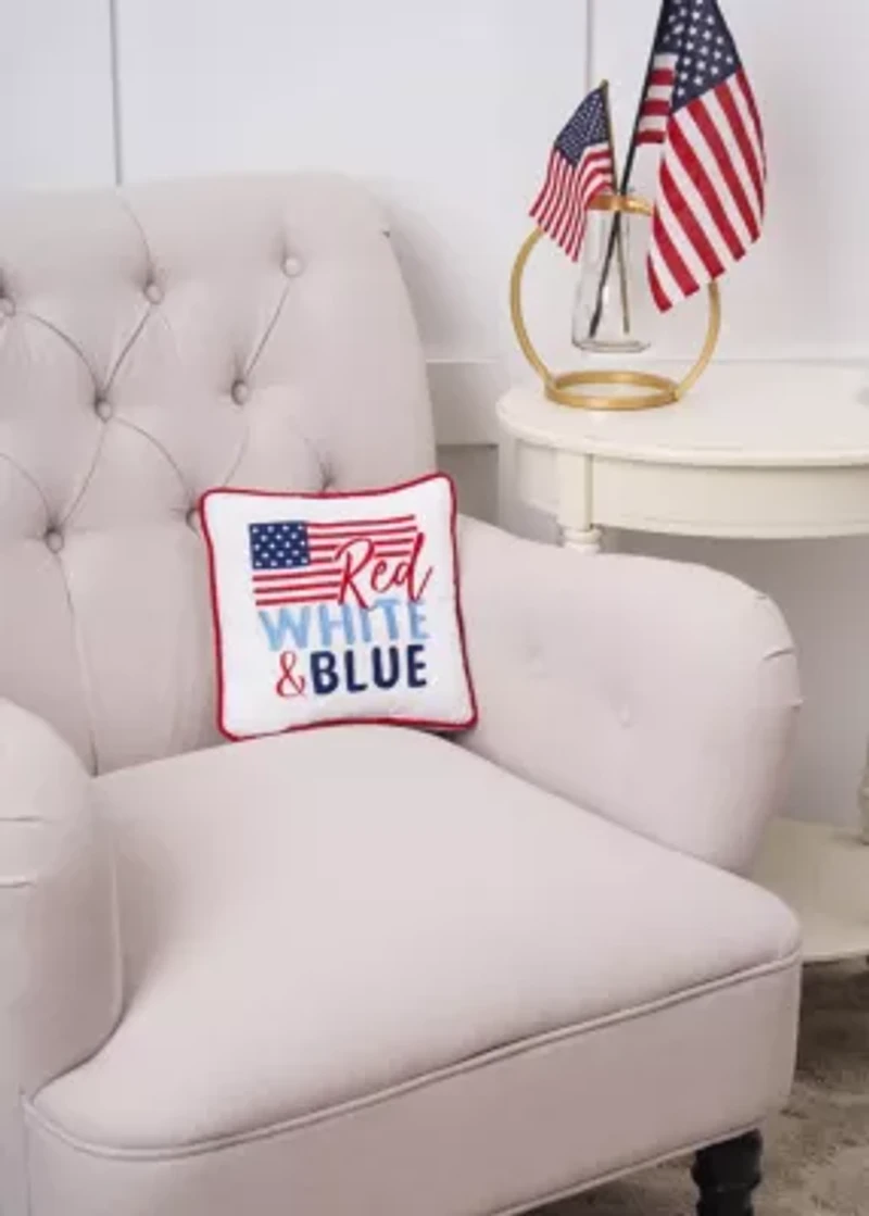 Red White and Blue Flag Pillow 10" x 10"