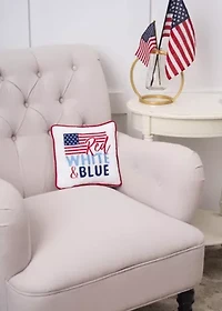 Red White and Blue Flag Pillow 10" x 10"