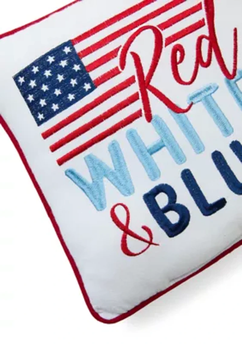 Red White and Blue Flag Pillow 10" x 10"