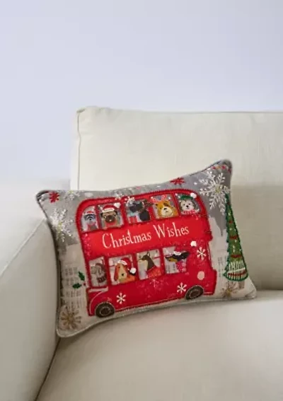 "Christmas Wishes" Dog Beaded Pillow