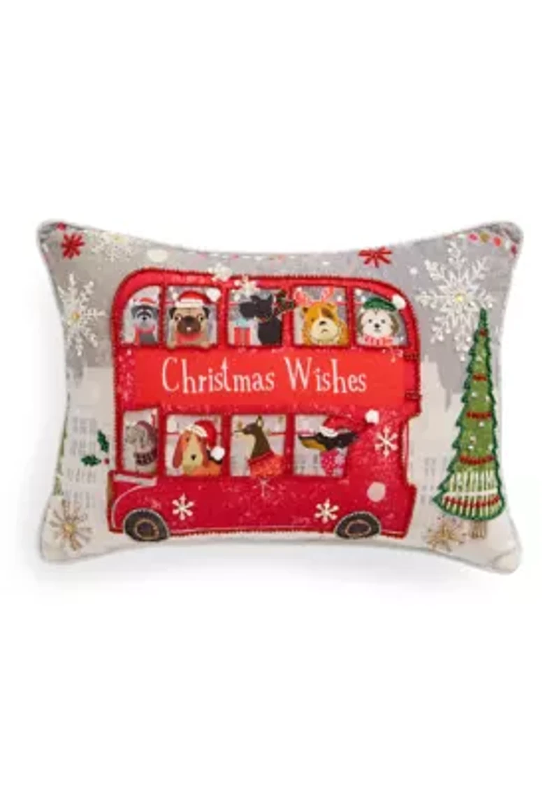 "Christmas Wishes" Dog Beaded Pillow