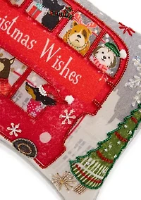 "Christmas Wishes" Dog Beaded Pillow