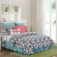 Flamingo Lagoon Tropical Theme King Quilt Set