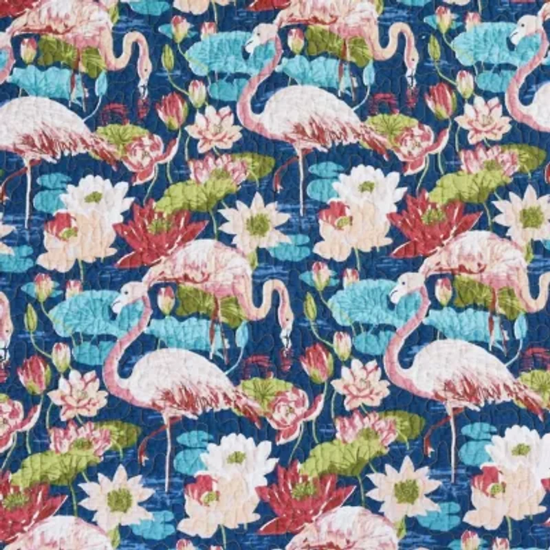 Flamingo Lagoon Tropical Theme King Quilt Set