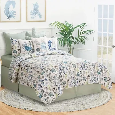Crescent Bay Reversible Coastal Twin Quilt Set