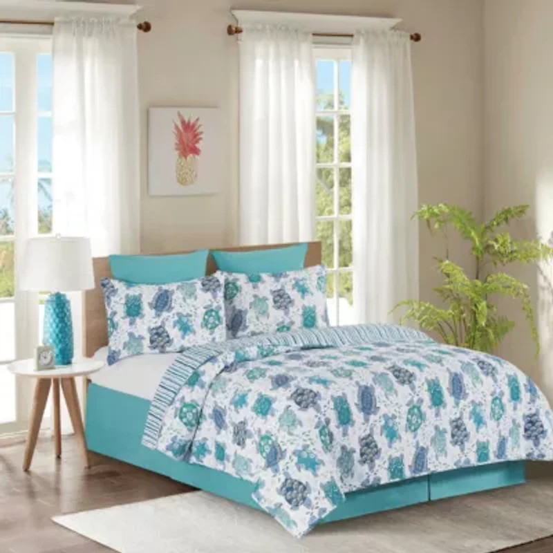 Turtle Bay Reversible Coastal King Quilt Set