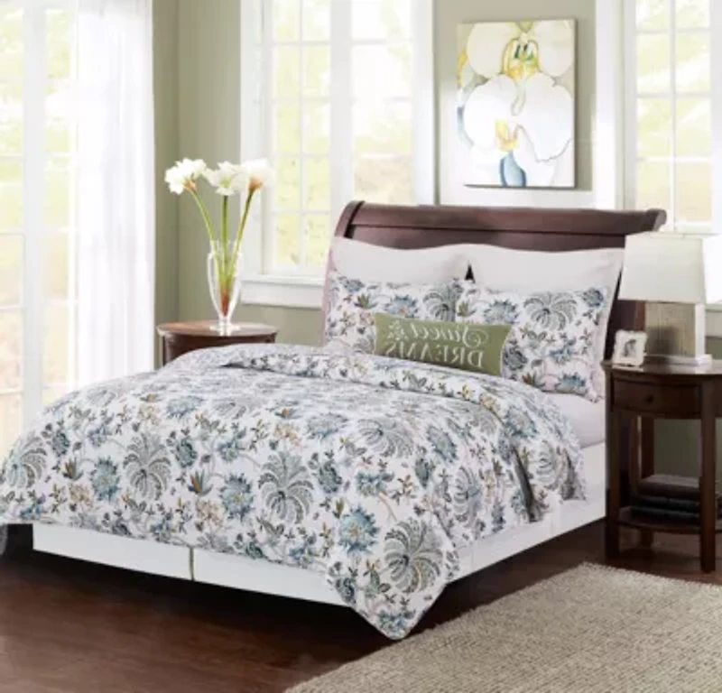 Braganza Teal Full/Queen 3-Piece Quilt Set
