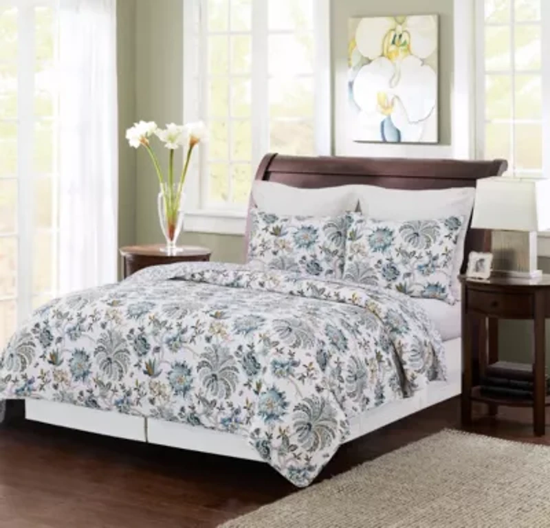 Braganza Teal King 3-Piece Quilt Set