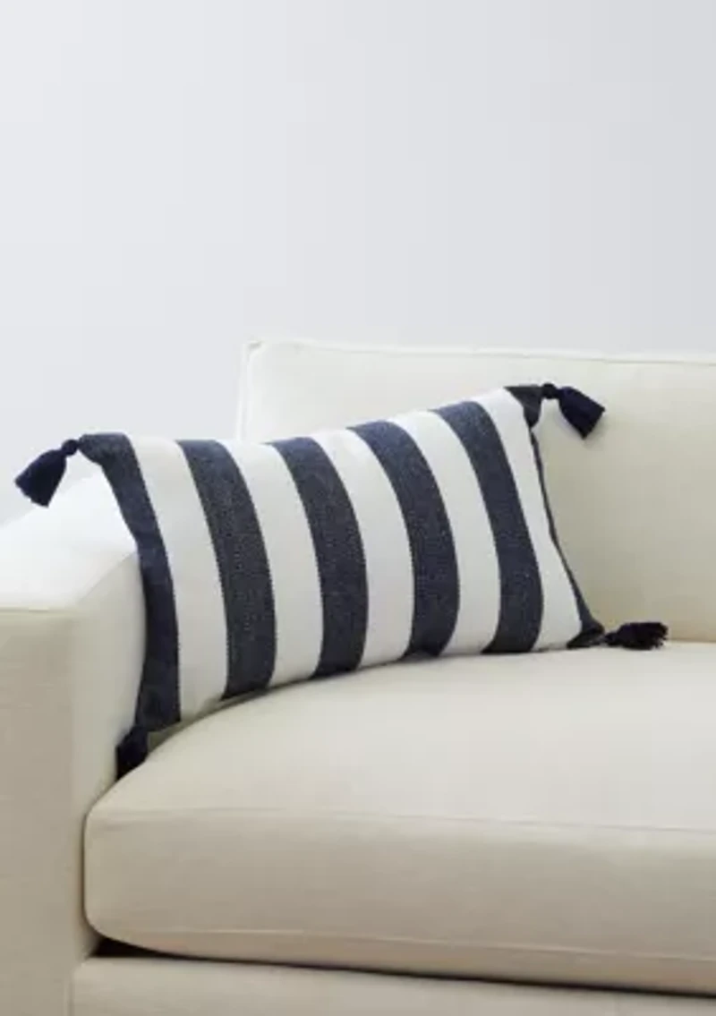 Cabana Striped Tassel Pillow