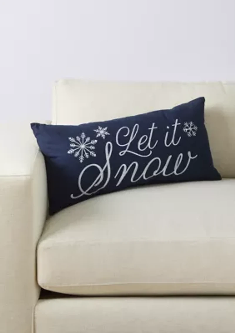 Let it Snow Navy Pillow