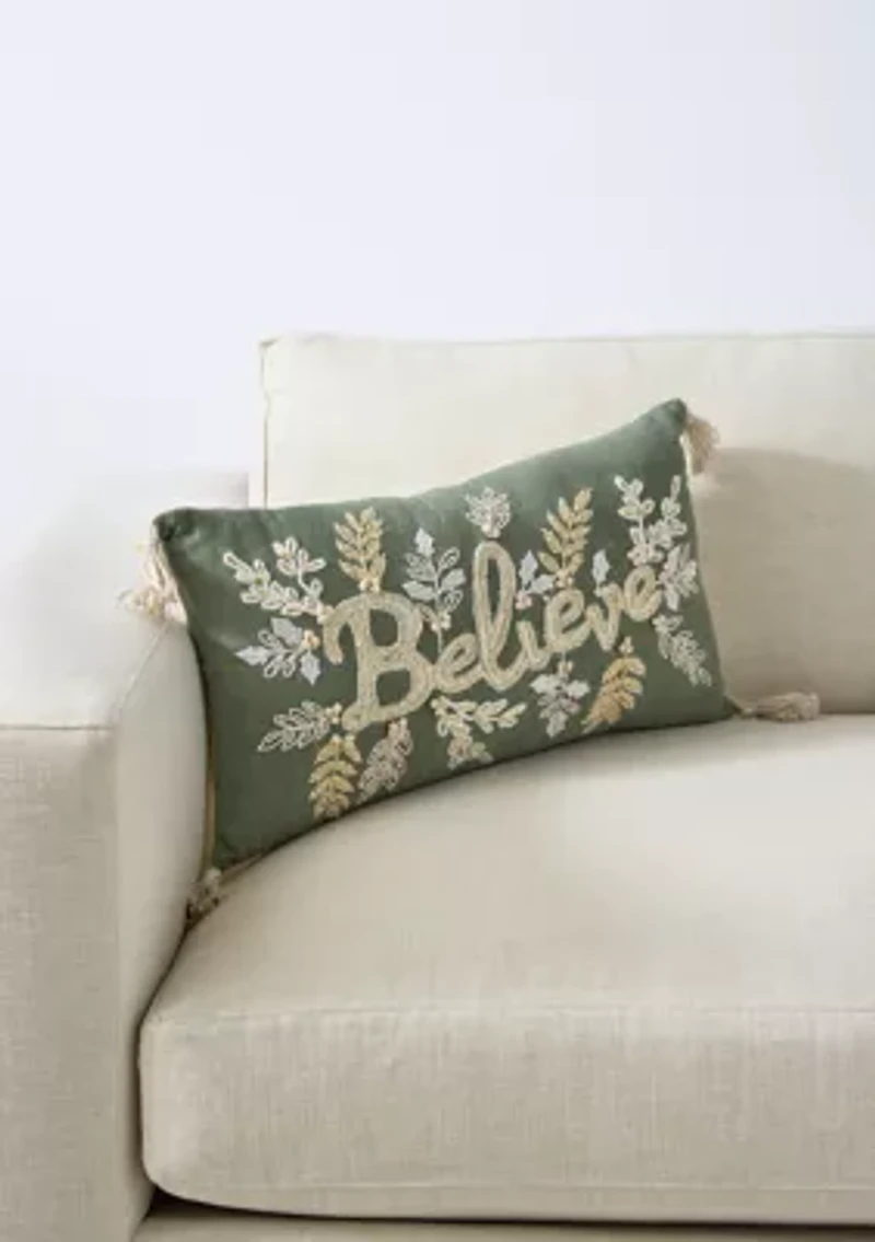 Believe Holly Throw Pillow