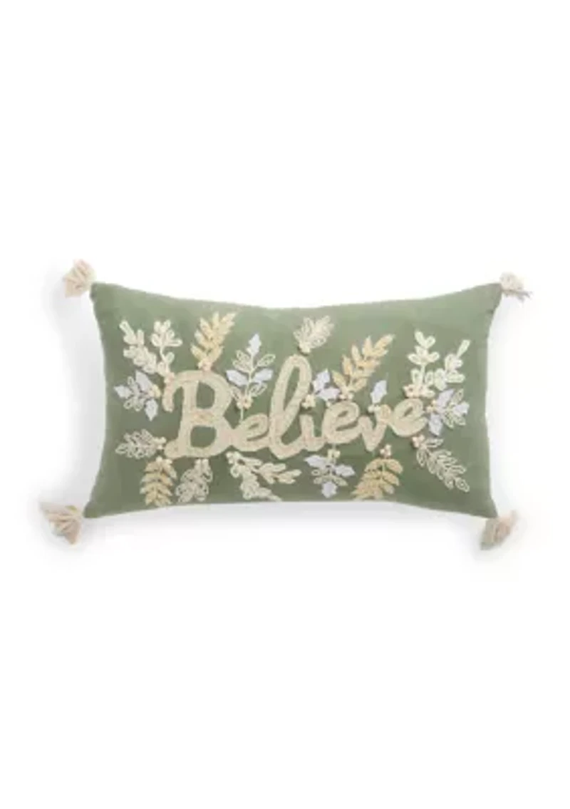 Believe Holly Throw Pillow
