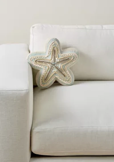 Embroidered Starfish Pillow