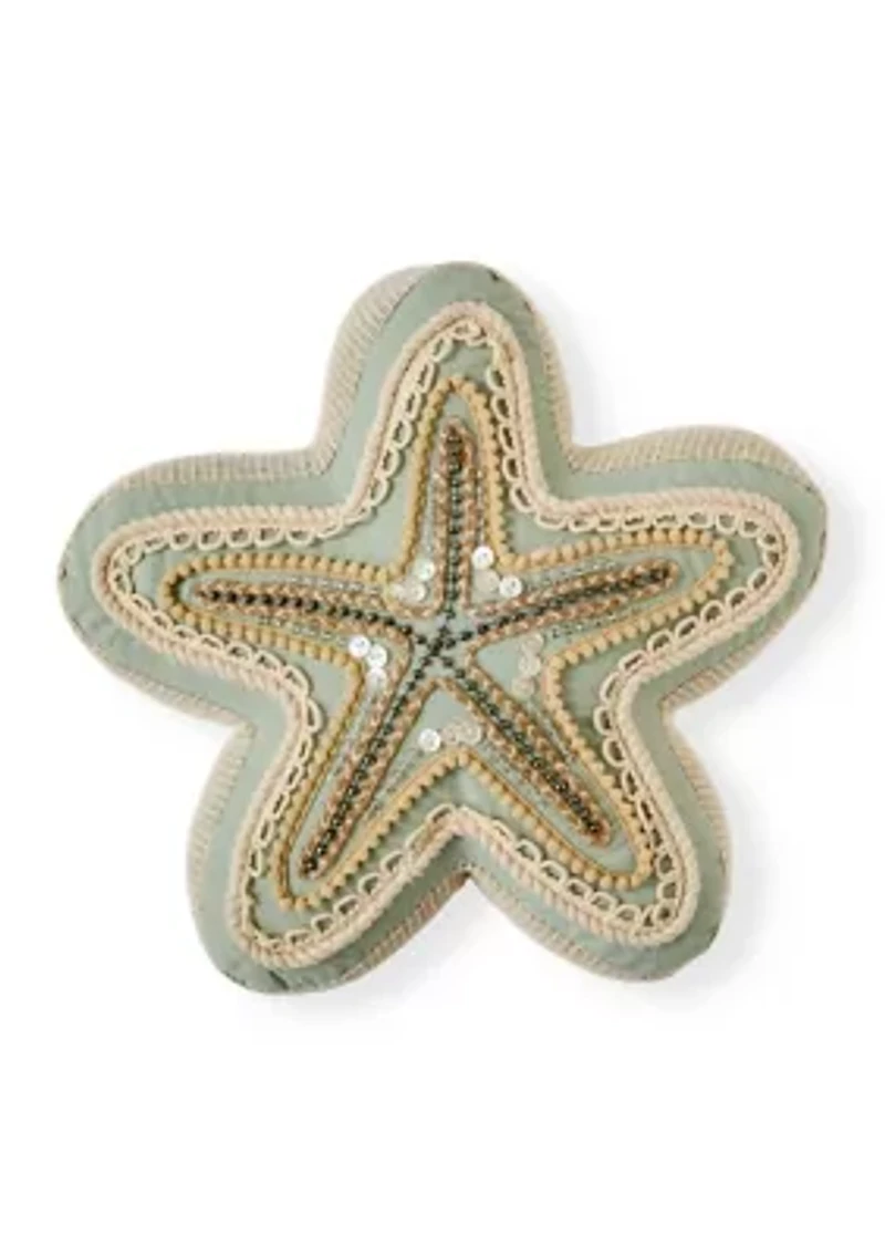 Embroidered Starfish Pillow