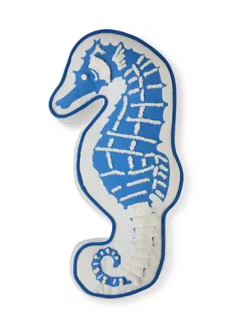 Blue Seahorse Pillow