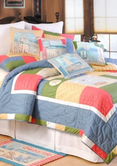 Coastal Treasure White Twin Bedskirt 18-in.