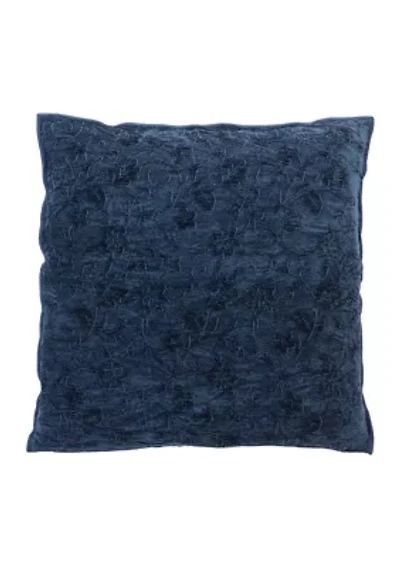 Floral Embroidered Chenille Pillow