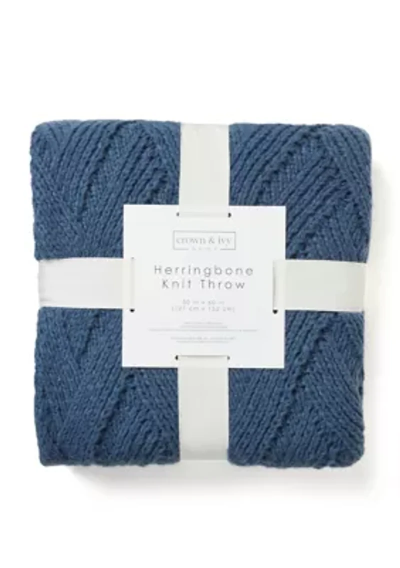 Herringbone Knit Throw Blanket