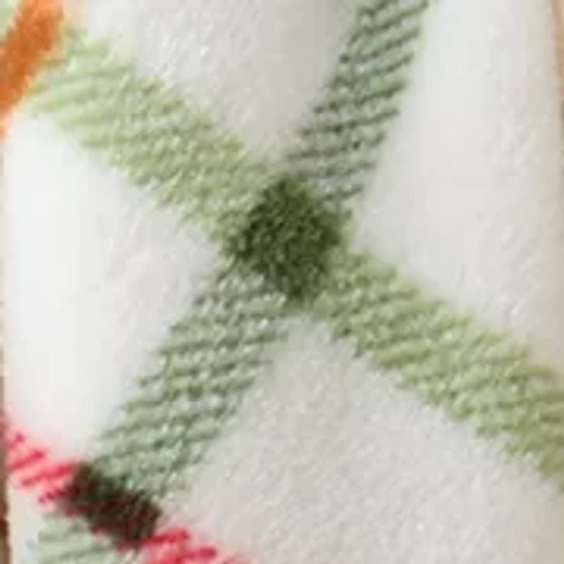 White Multi Plaid Plush Throw Blanket