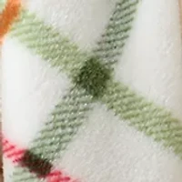 White Multi Plaid Plush Throw Blanket