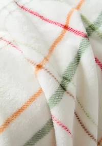 White Multi Plaid Plush Throw Blanket