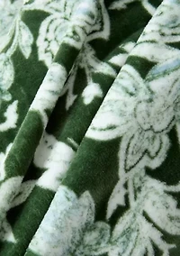 Blue Green Floral Plush Throw Blanket