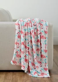 Whimsy Flamingos Plush Throw Blanket