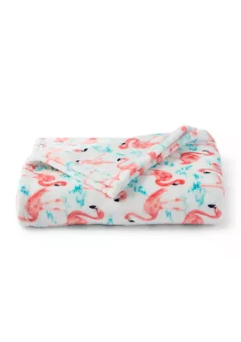 Whimsy Flamingos Plush Throw Blanket