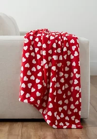 Ditsy Hearts Plush Throw Blanket
