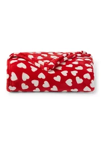 Ditsy Hearts Plush Throw Blanket