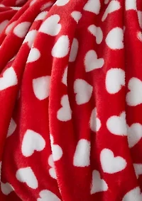 Ditsy Hearts Plush Throw Blanket