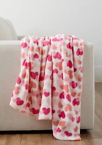 Valentines Heart Plush Throw Blanket