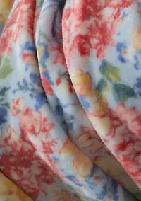 Multi Floral Plush Throw Blanket
