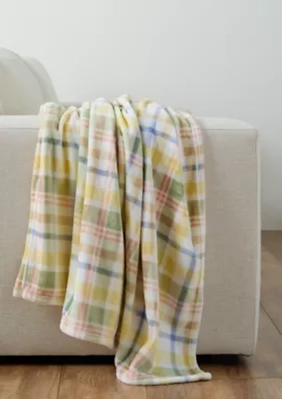Pastel Plaid Plush Throw Blanket