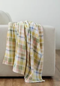 Pastel Plaid Plush Throw Blanket