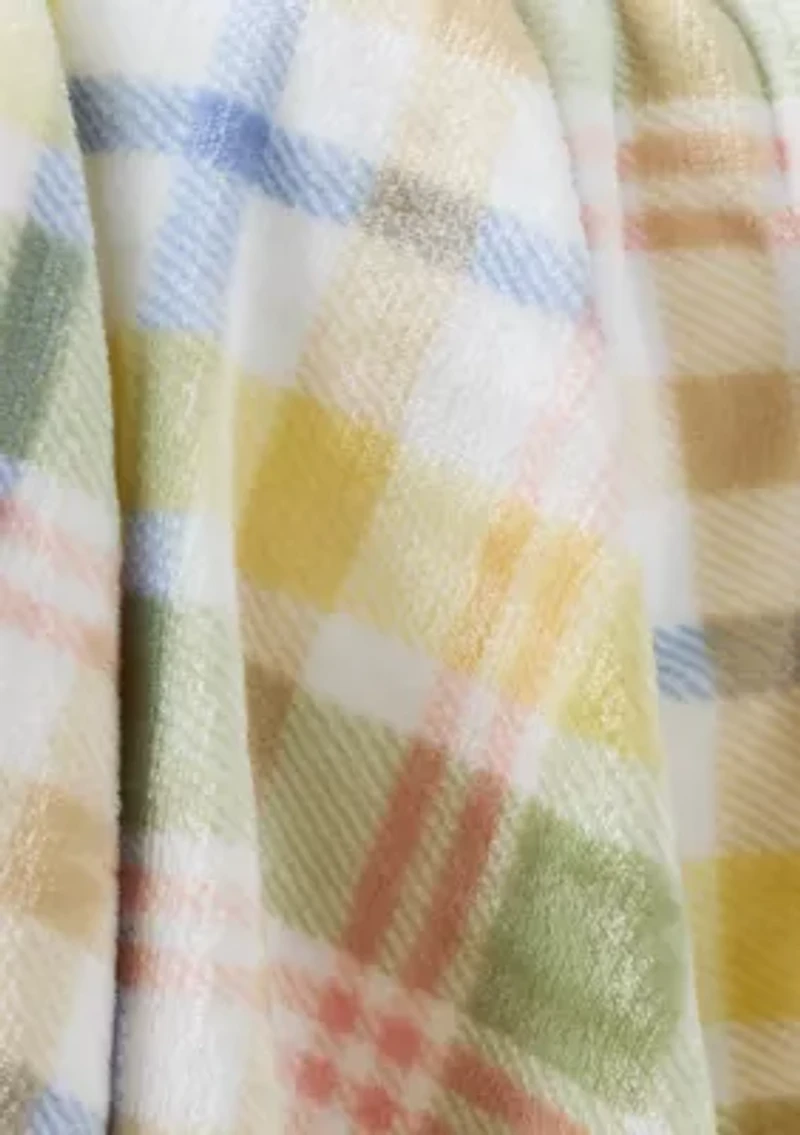 Pastel Plaid Plush Throw Blanket