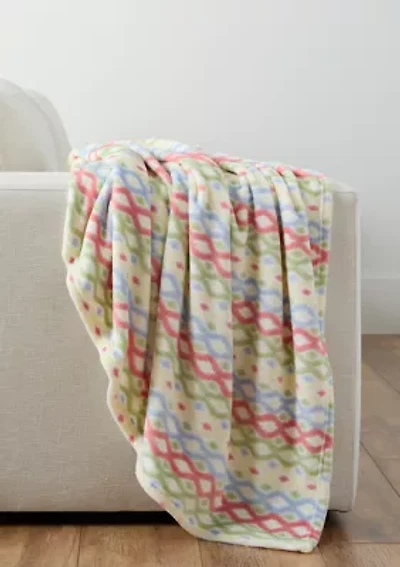 Ikat Lattice Plush Throw Blanket
