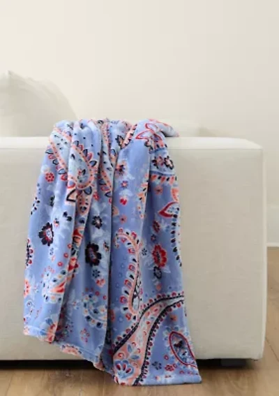Clean Paisley Plush Throw Blanket