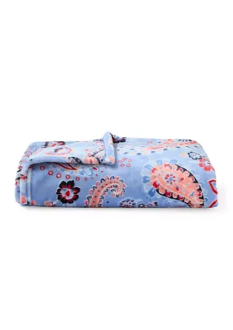 Clean Paisley Plush Throw Blanket