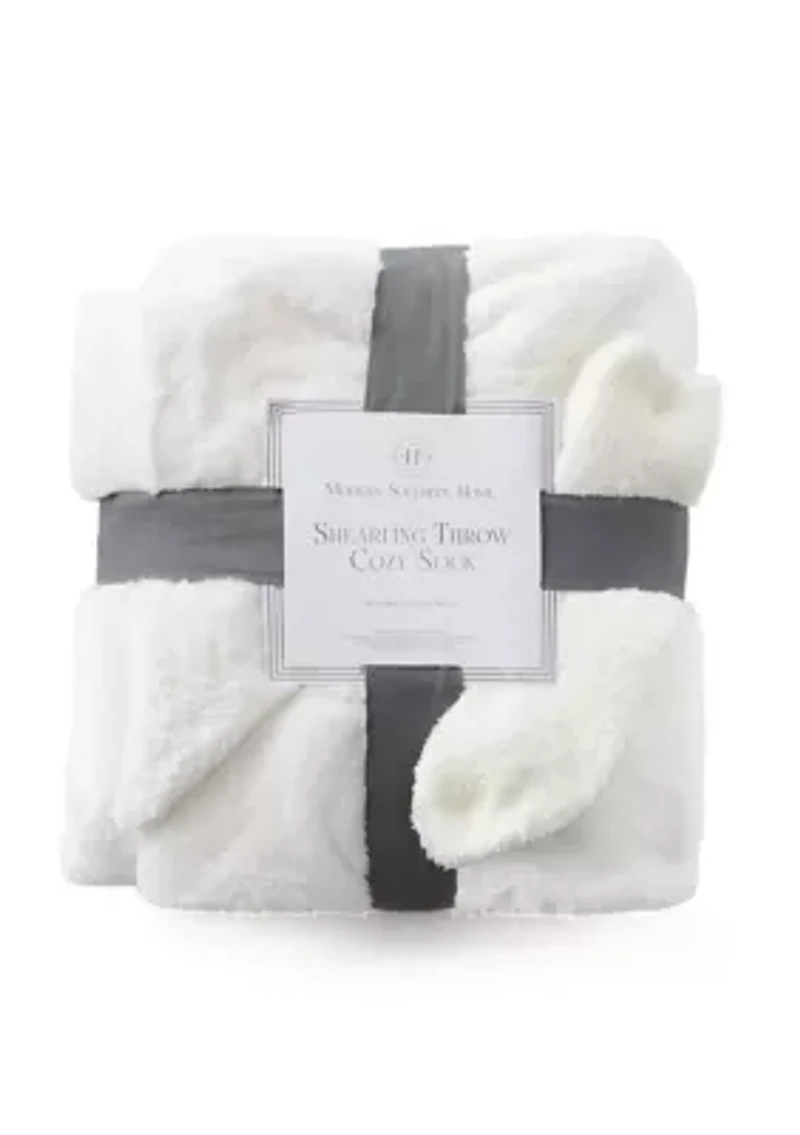 Shearling Throw Blanket and Cozy Sock Set