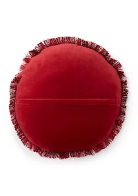 Faye Red Velvet Fringe Round Pillow